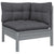 3 Piece Garden Lounge Set with Cushions Grey Solid Pinewood