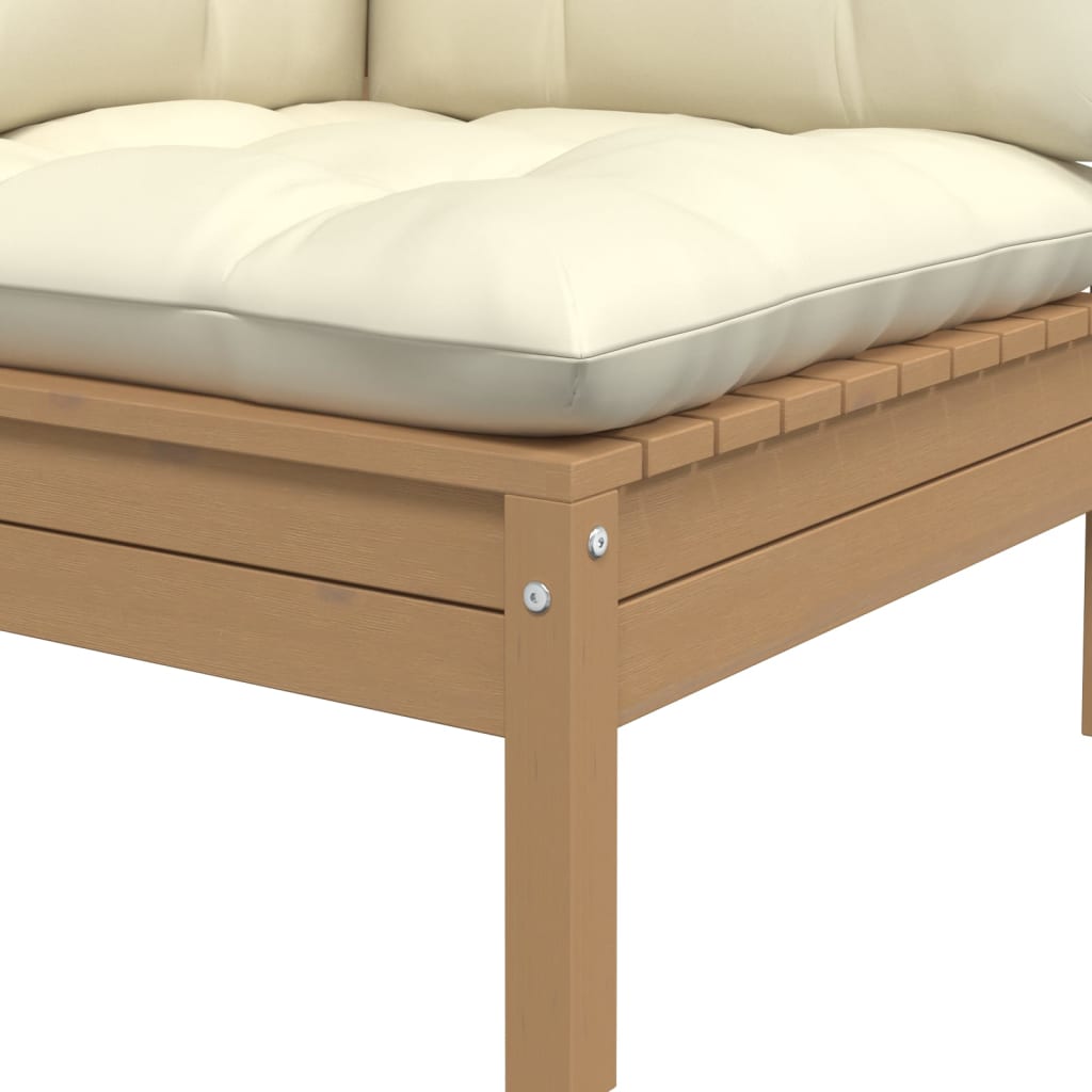 3 Piece Garden Lounge Set with Cream Cushions Solid Pinewood