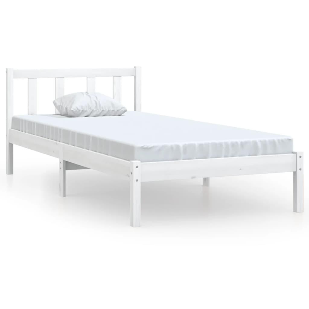 Bed Frame without Mattress White Solid Wood 90x190 cm