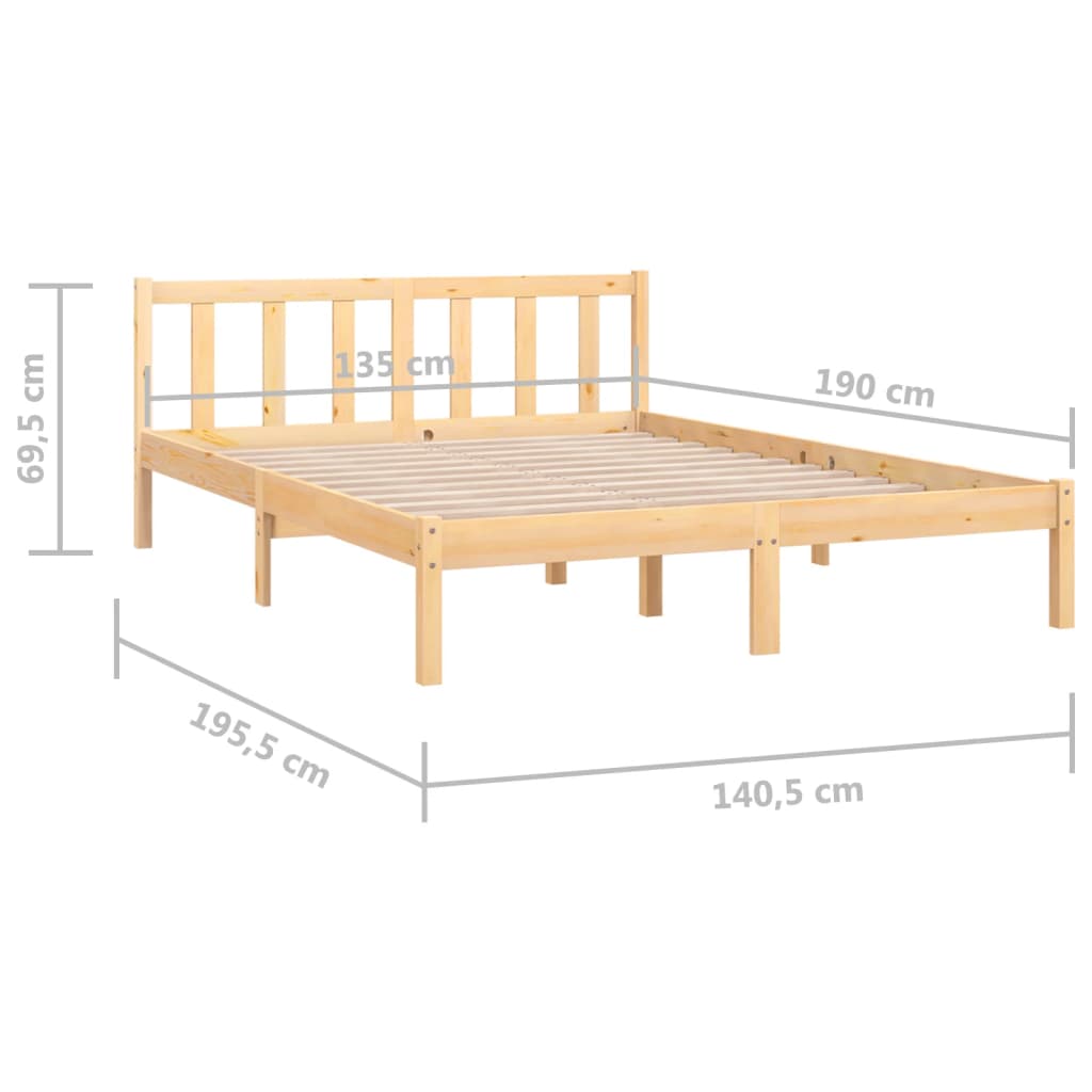 Bed Frame without Mattress Solid Wood 135x190 cm