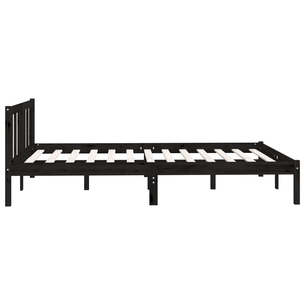 Bed Frame without Mattress Black Solid Wood Pine 150x200 cm