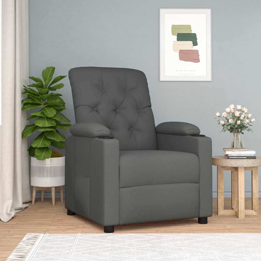 Recliner Chair Dark Grey Fabric