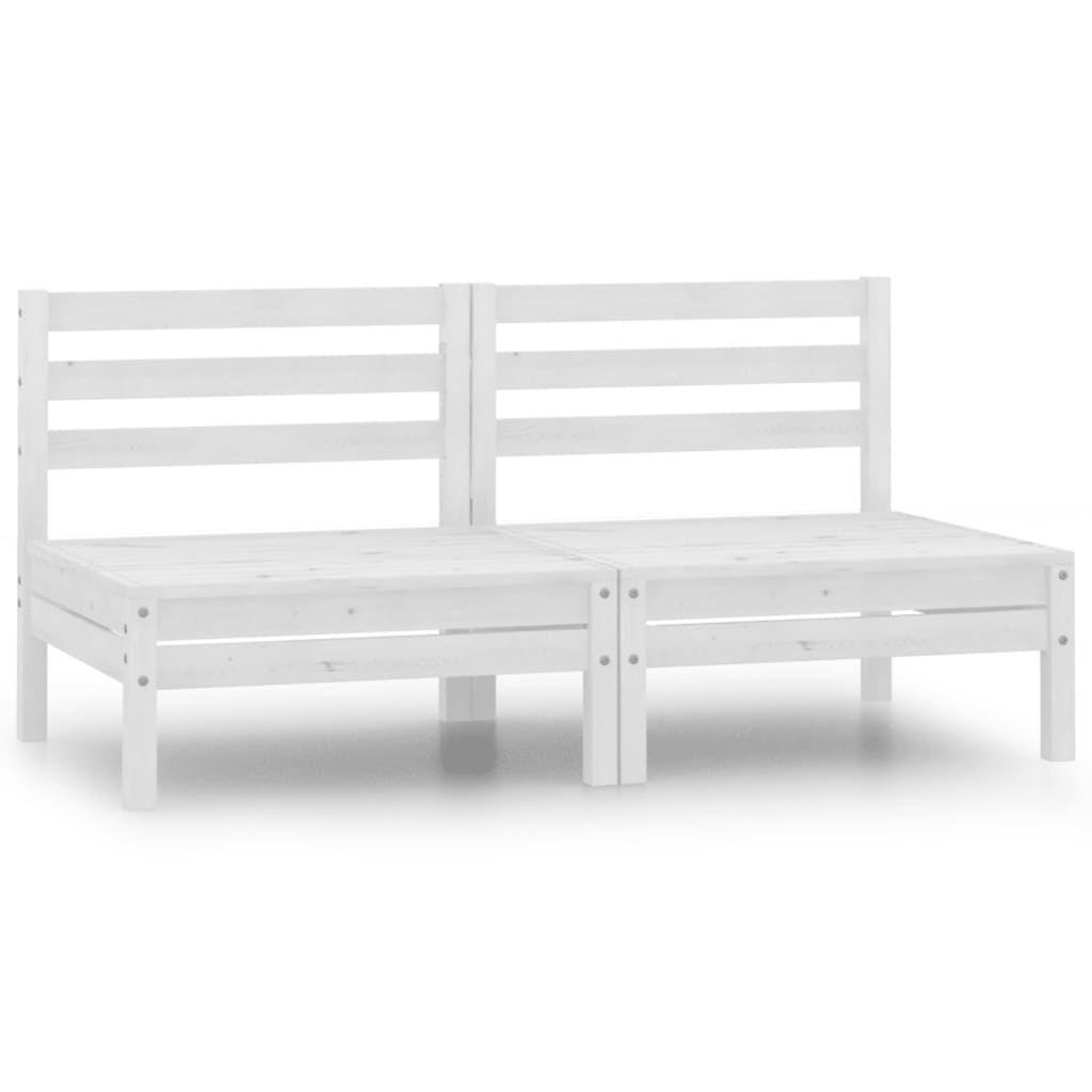 Garden 2-Seater Sofa White Solid Wood Pine