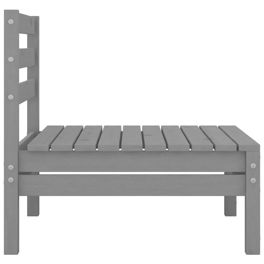 Garden 2-Seater Sofa Grey Solid Wood Pine