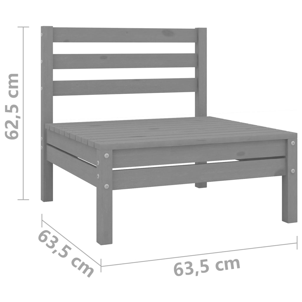 Garden 2-Seater Sofa Grey Solid Wood Pine