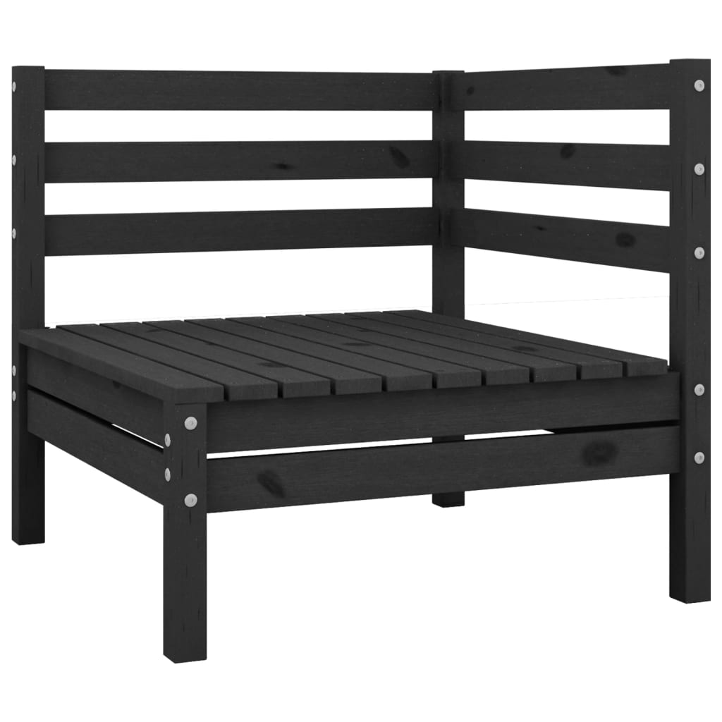 Garden 2-Seater Sofa Black Solid Wood Pine