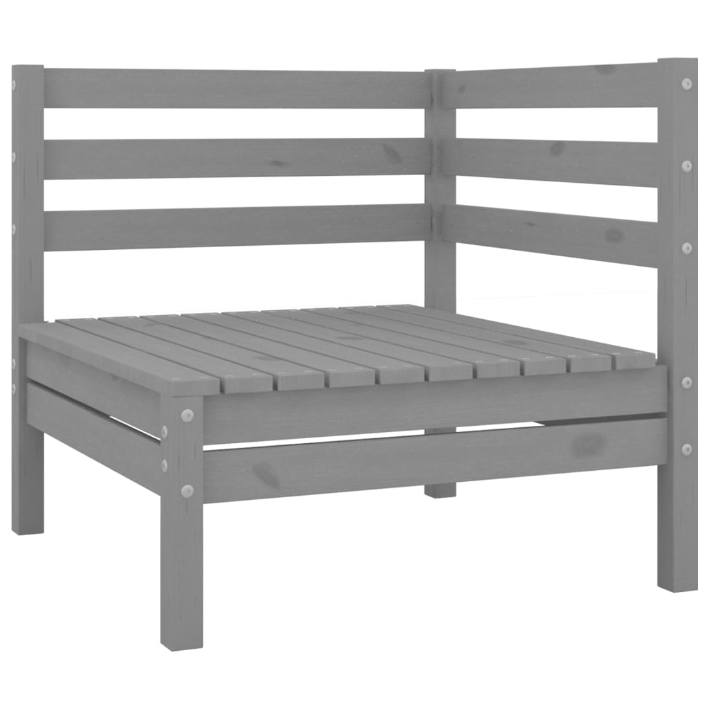 5 Piece Garden Lounge Set Grey Solid Pinewood