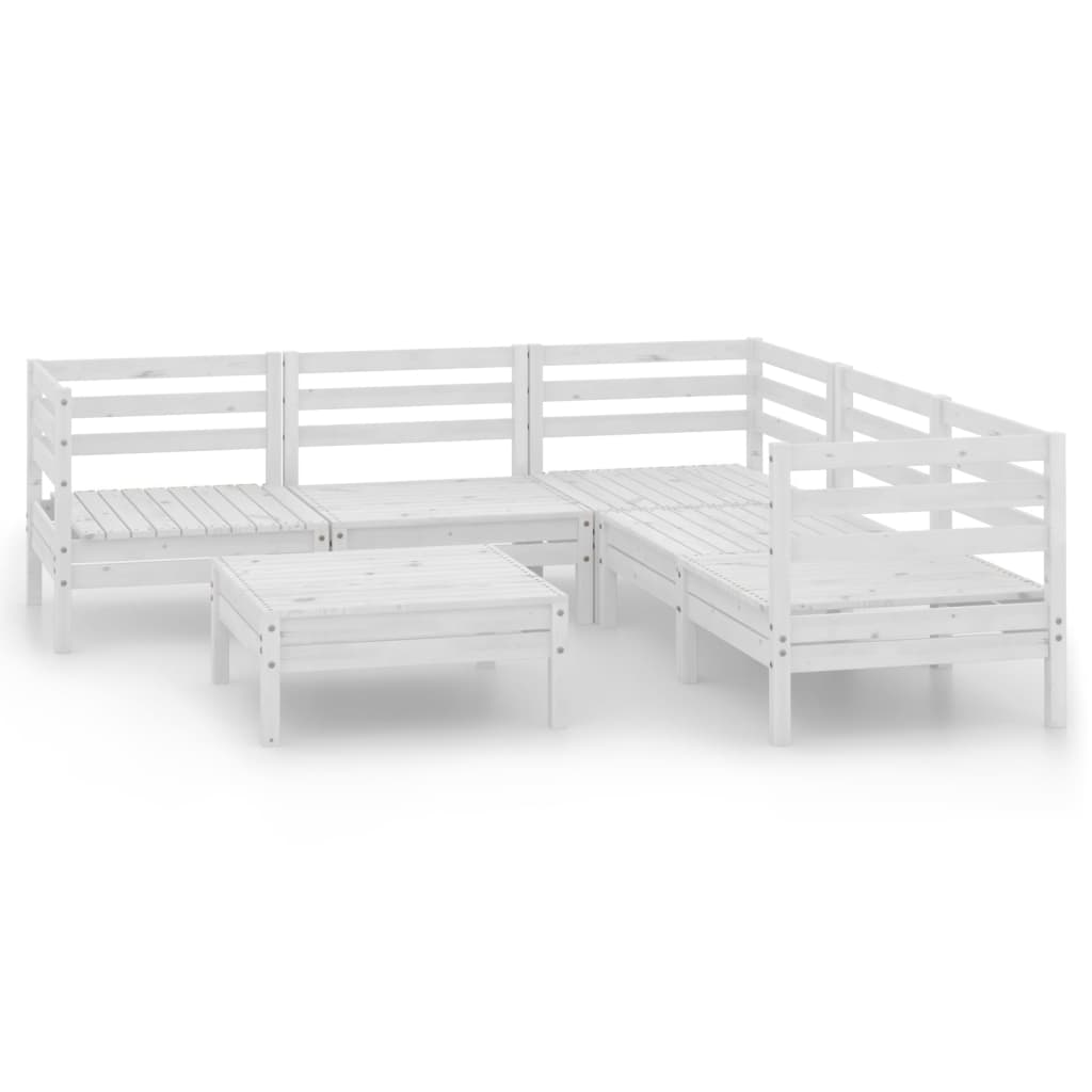 6 Piece Garden Lounge Set Solid Pinewood White