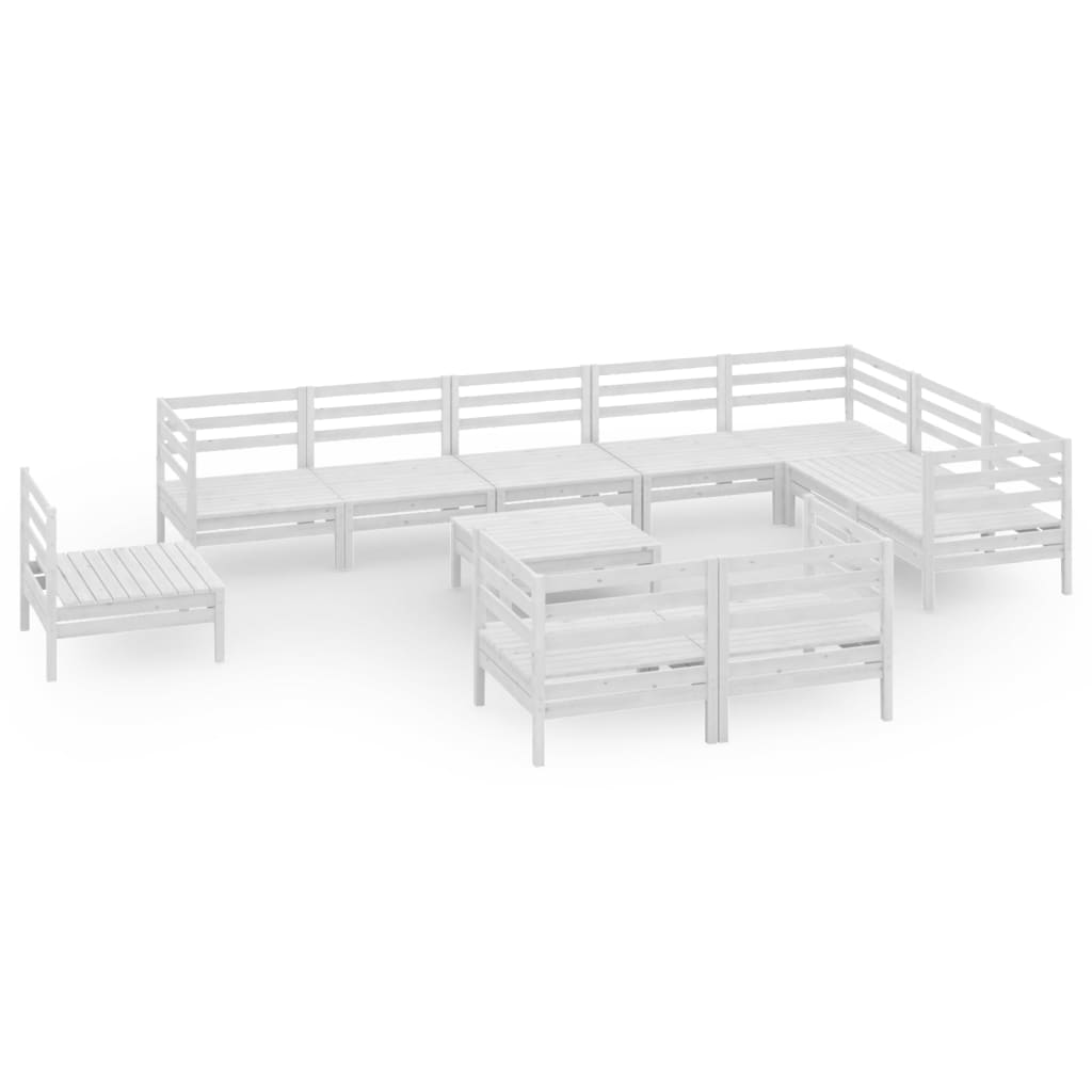 11 Piece Garden Lounge Set Solid Pinewood White