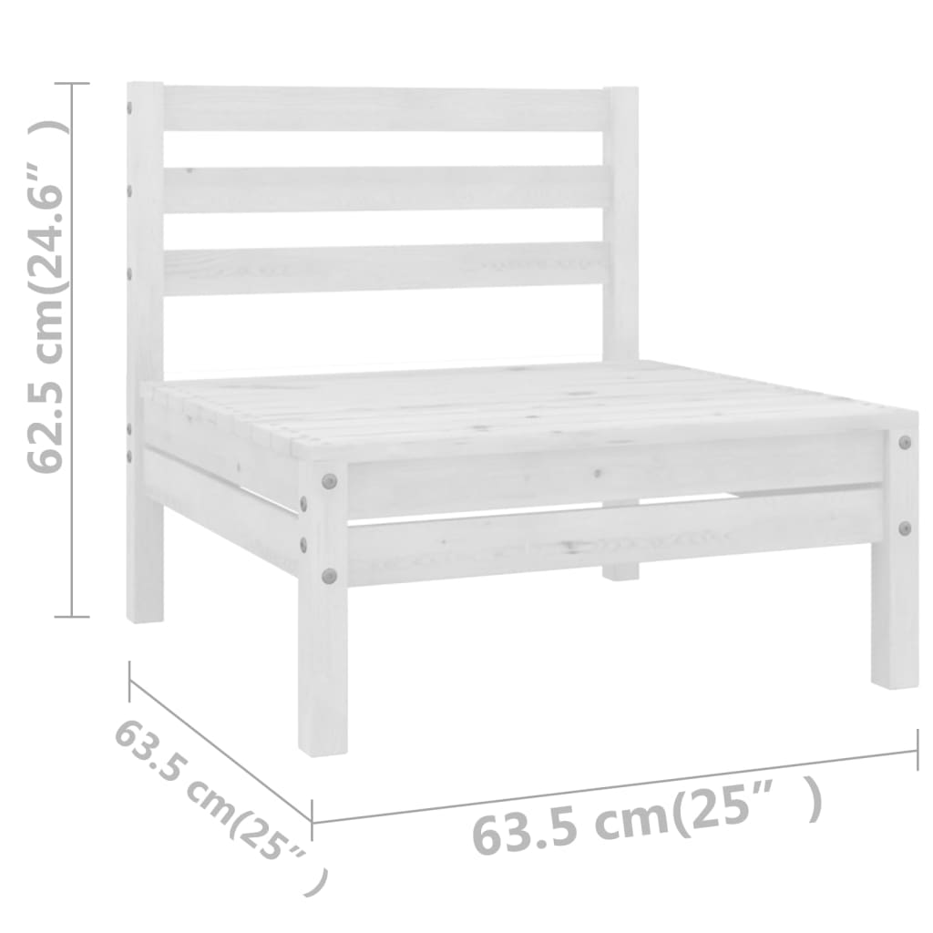 11 Piece Garden Lounge Set White Solid Pinewood