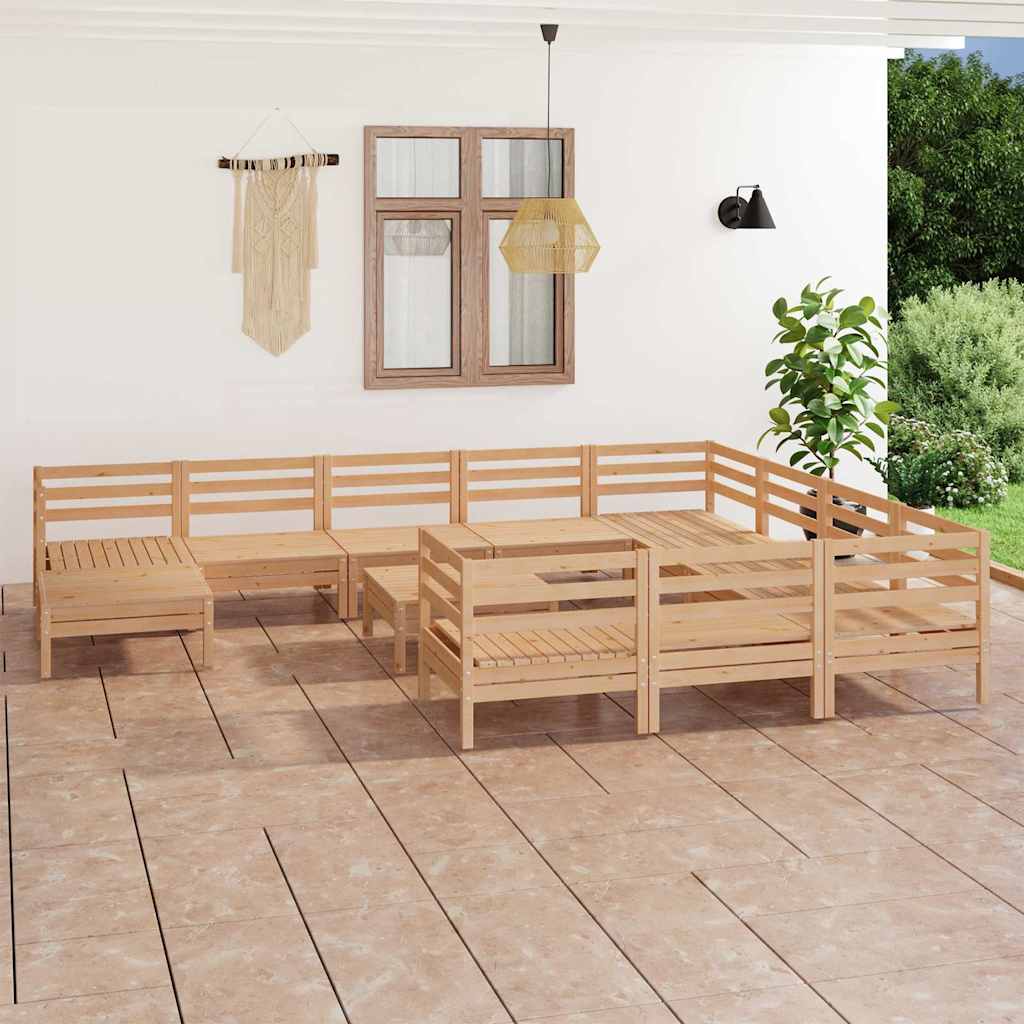 12 Piece Garden Lounge Set Solid Wood Pine