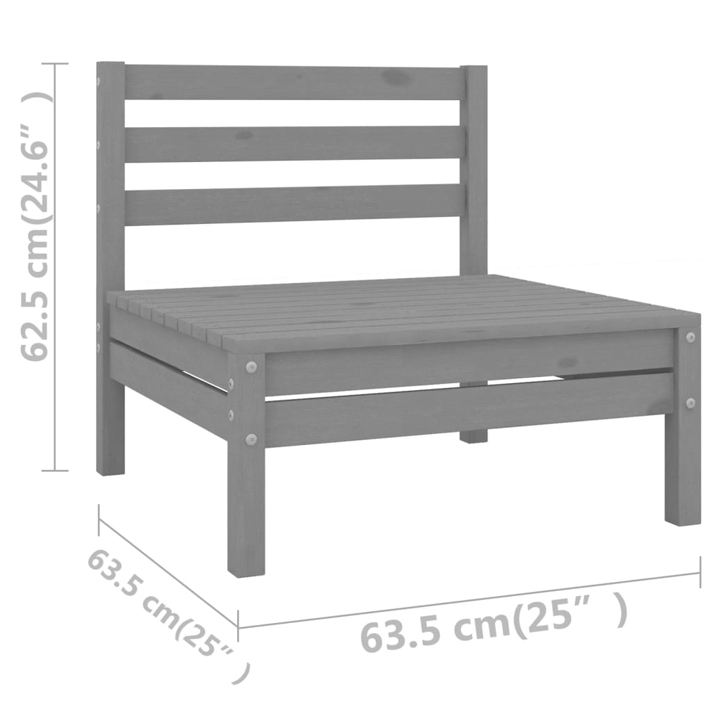 6 Piece Garden Lounge Set Grey Solid Pinewood
