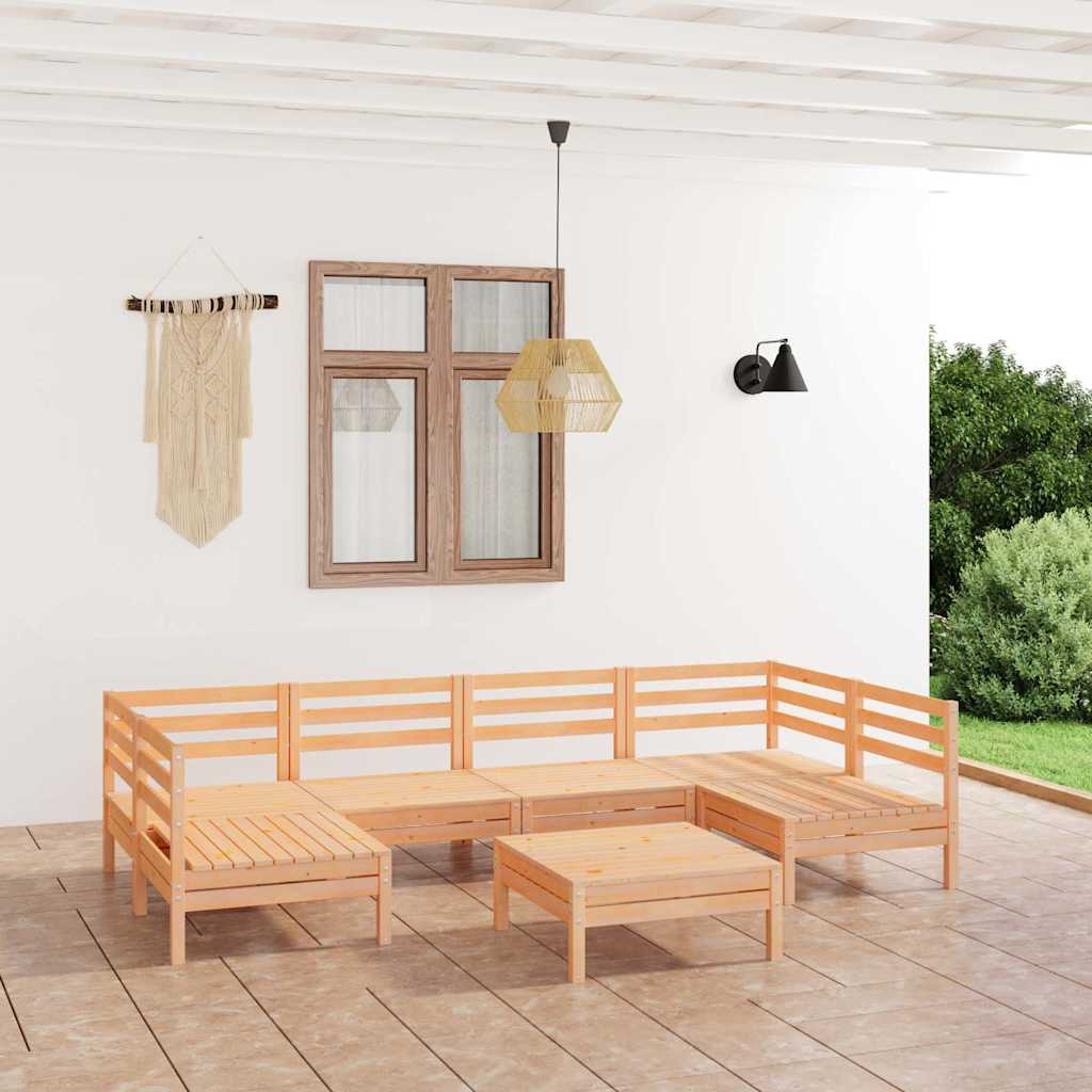 7 Piece Garden Lounge Set Solid Wood Pine