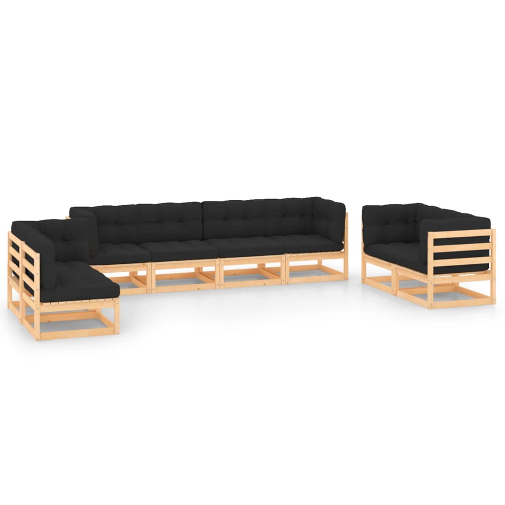 8 Piece Garden Lounge Set with Cushions Solid Pinewood