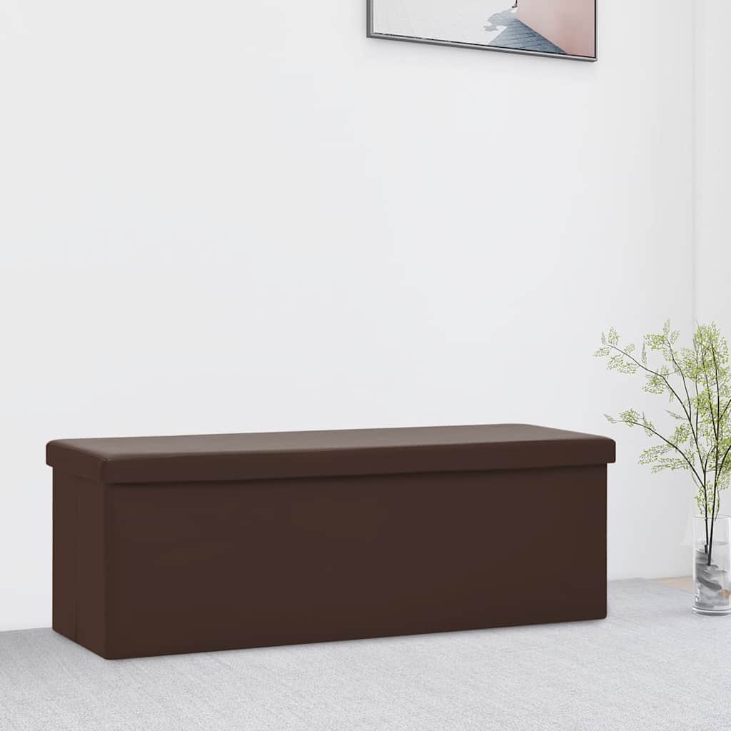 Folding Storage Bench Brown PVC
