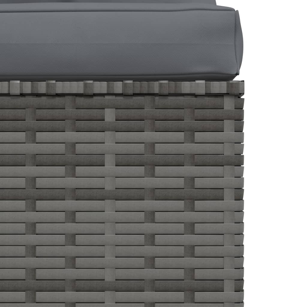 3-Seater Sofa with Cushions Grey Poly Rattan