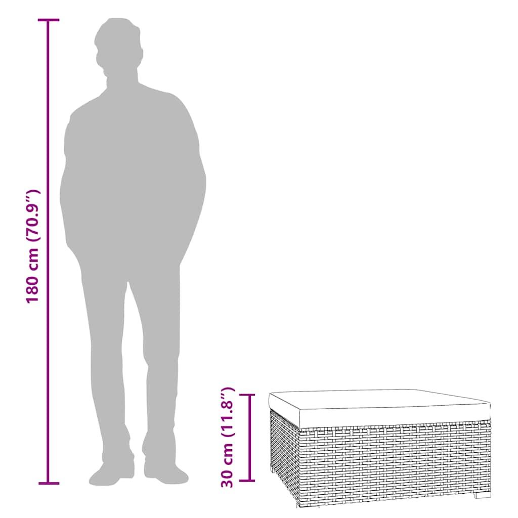 Garden Footrest with Cushion Black 70x70x30 cm Poly Rattan