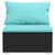 Garden Middle Sofa with Cushions Black Poly Rattan