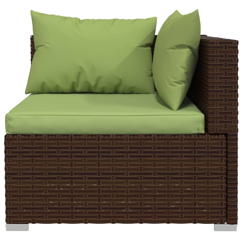 2-Seater Sofa with Cushions Brown Poly Rattan