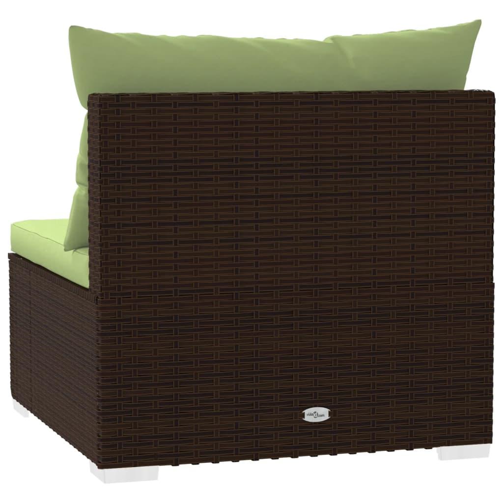 3-Seater Sofa with Cushions Brown Poly Rattan