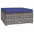 Garden Footrest with Cushion Grey 70x70x30 cm Poly Rattan