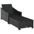 Sun Lounger with Cream White Cushion Poly Rattan Black