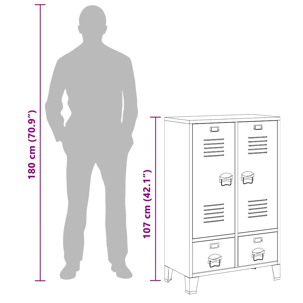 Industrial Wardrobe White 67x35x107 cm Steel