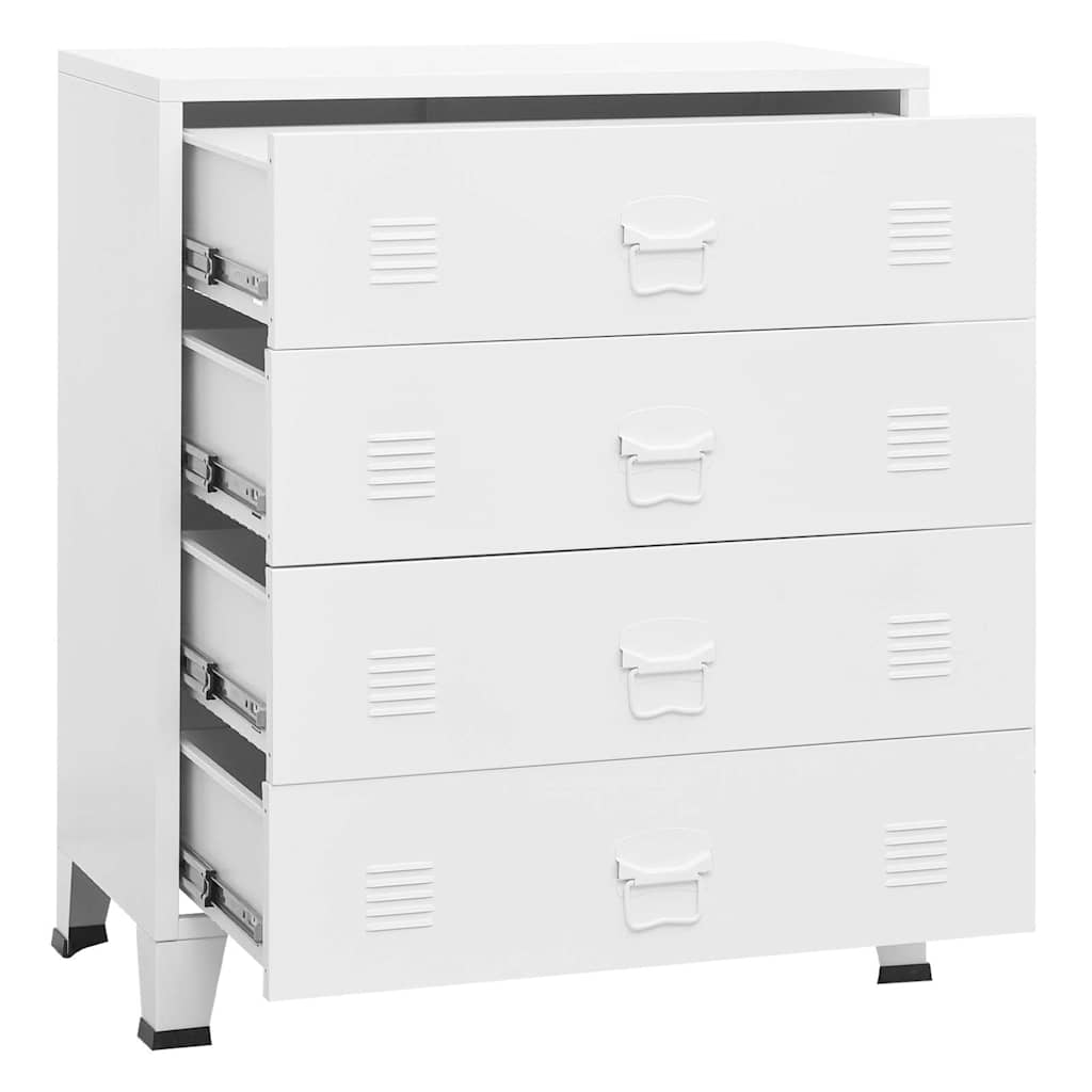 Industrial Drawer Cabinet White 78x40x93 cm Metal