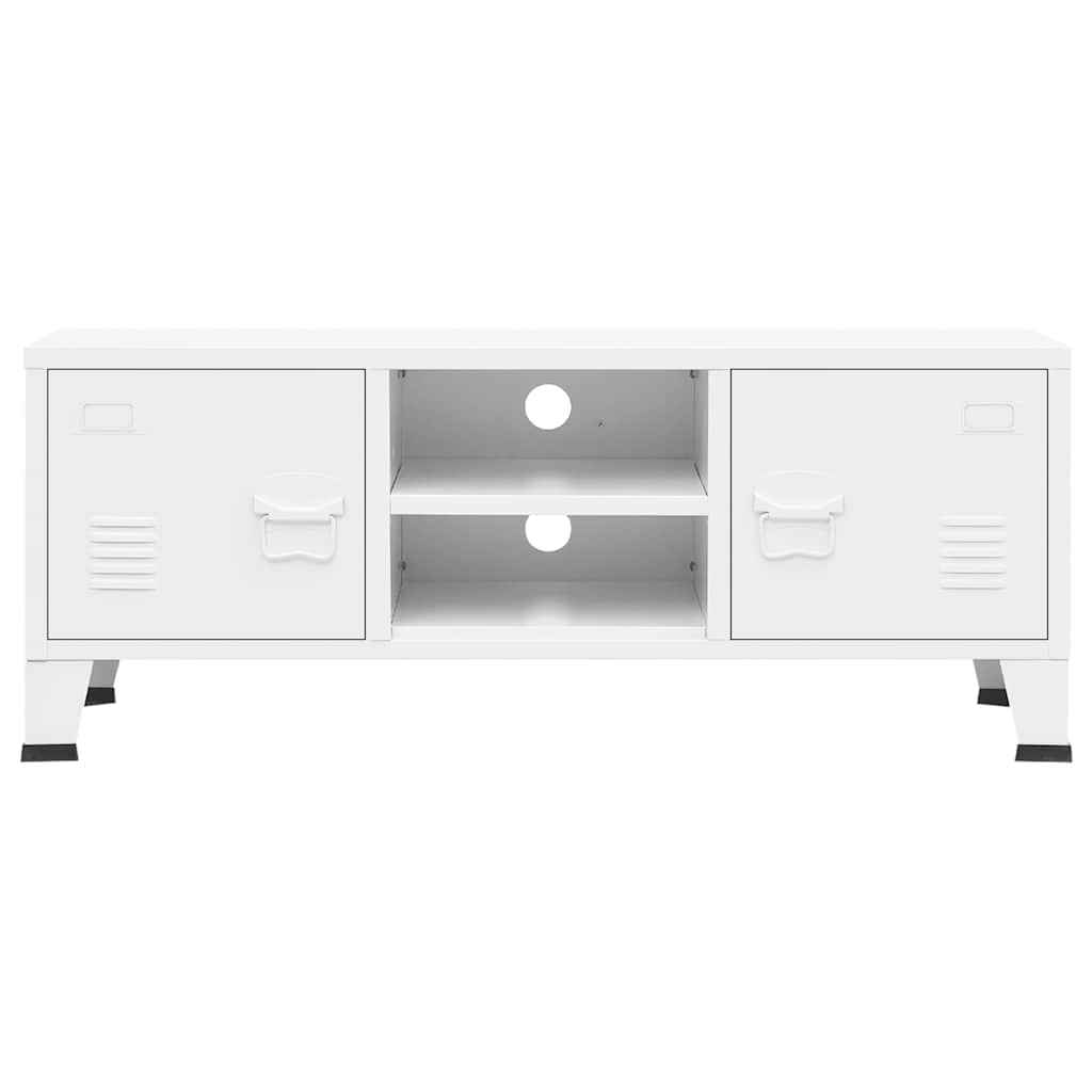 Industrial TV Cabinet White 105x35x42 cm Metal