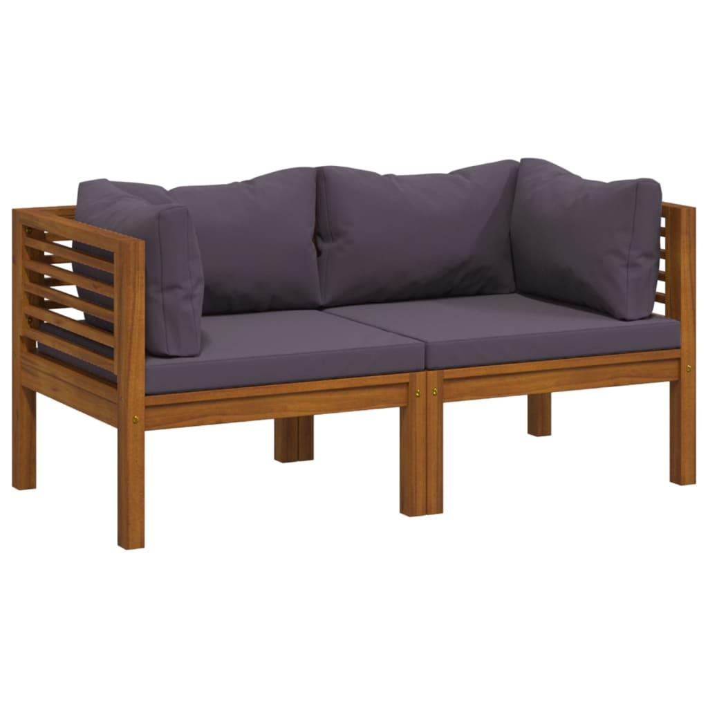 2-Seater Garden Sofa with Cushion Solid Wood Acacia