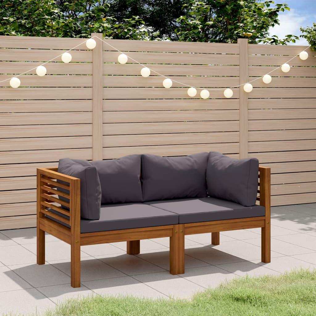 2-Seater Garden Sofa with Cushion Solid Wood Acacia