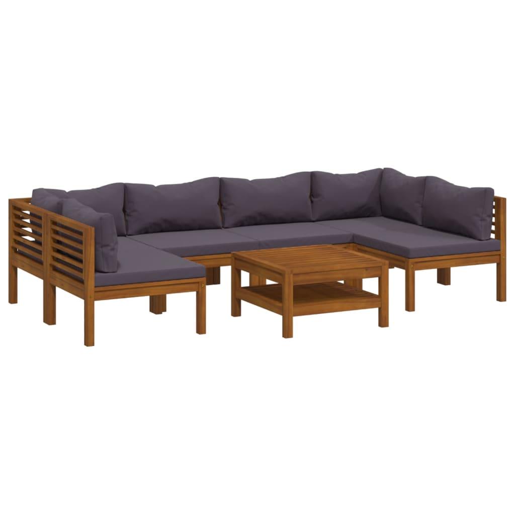7 Piece Garden Lounge Set with Cushion Solid Acacia Wood