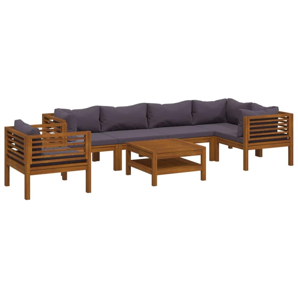 7 Piece Garden Lounge Set with Cushion Solid Acacia Wood