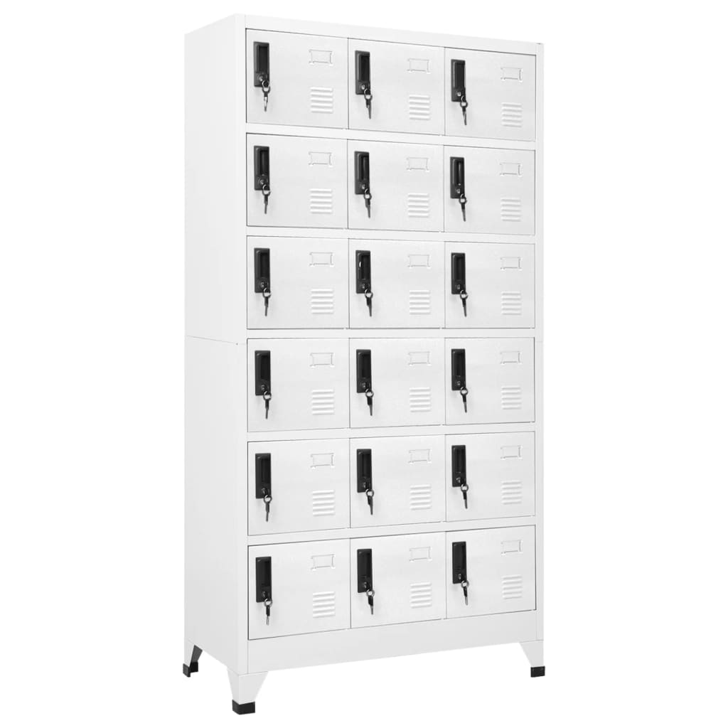 Locker Cabinet White 90x40x180 cm Steel