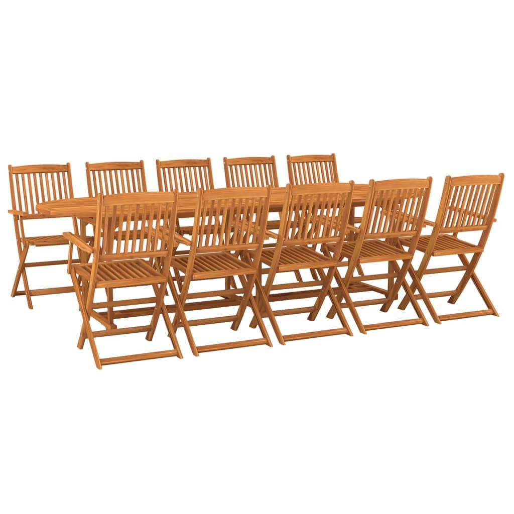 11 Piece Garden Dining Set 280x90x75 cm Solid Wood Acacia