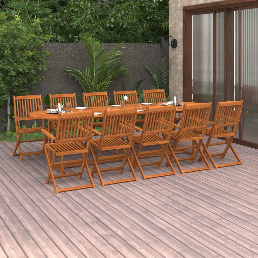 11 Piece Garden Dining Set 280x90x75 cm Solid Wood Acacia