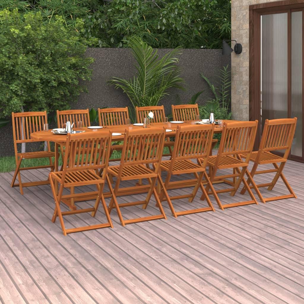 11 Piece Garden Dining Set 280x90x75 cm Solid Wood Acacia