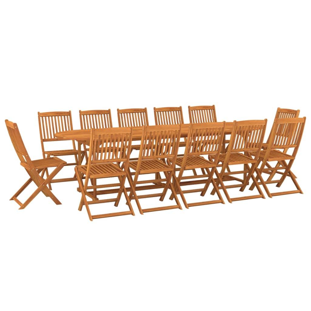 13 Piece Garden Dining Set 280x90x75 cm Solid Wood Acacia