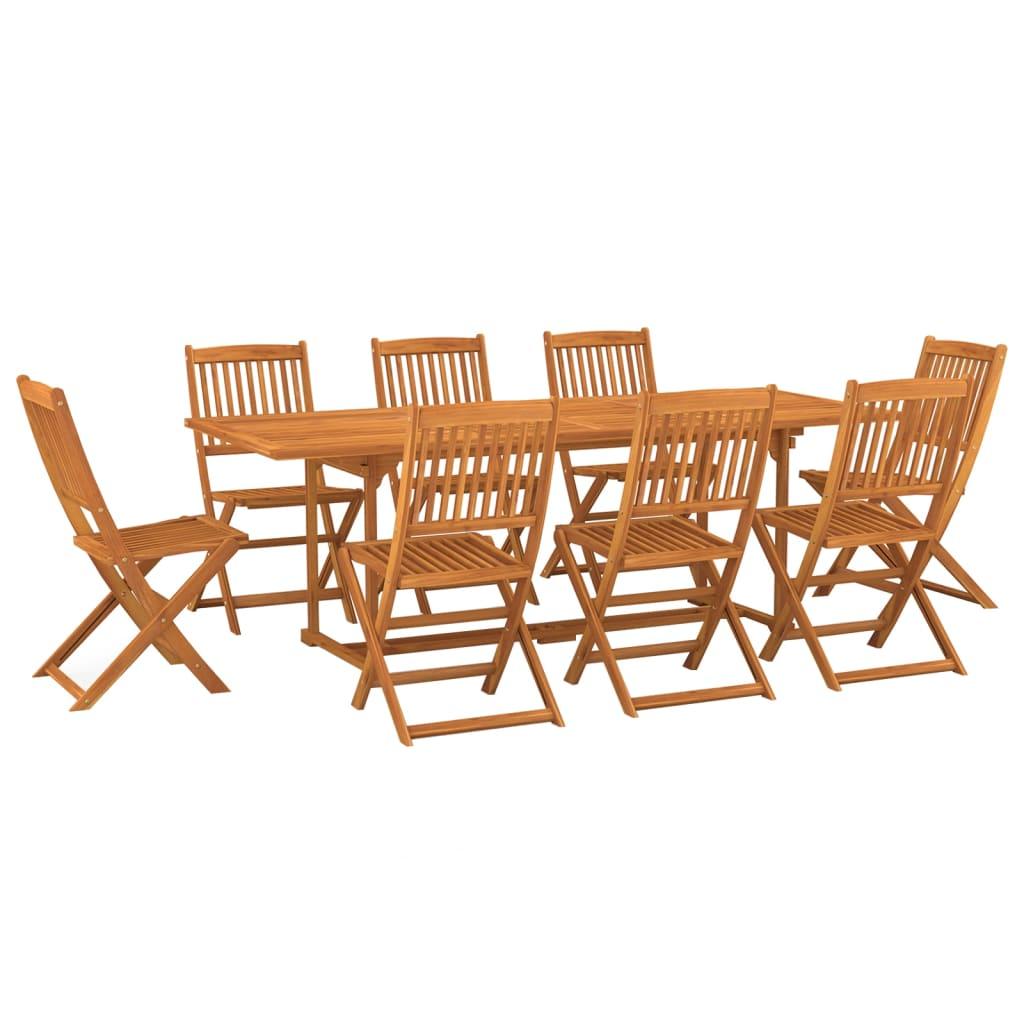 9 Piece Garden Dining Set 220x90x75 cm Solid Wood Acacia