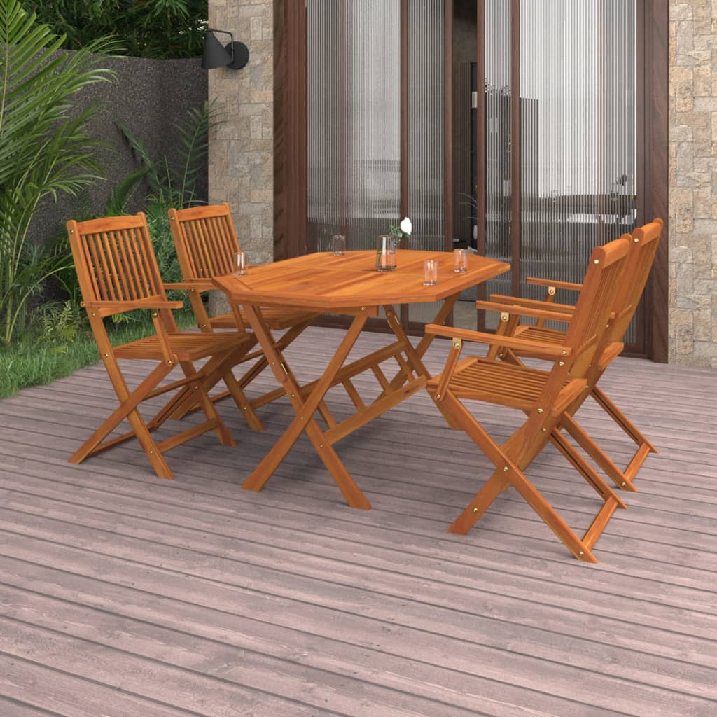 5 Piece Garden Dining Set Solid Acacia Wood