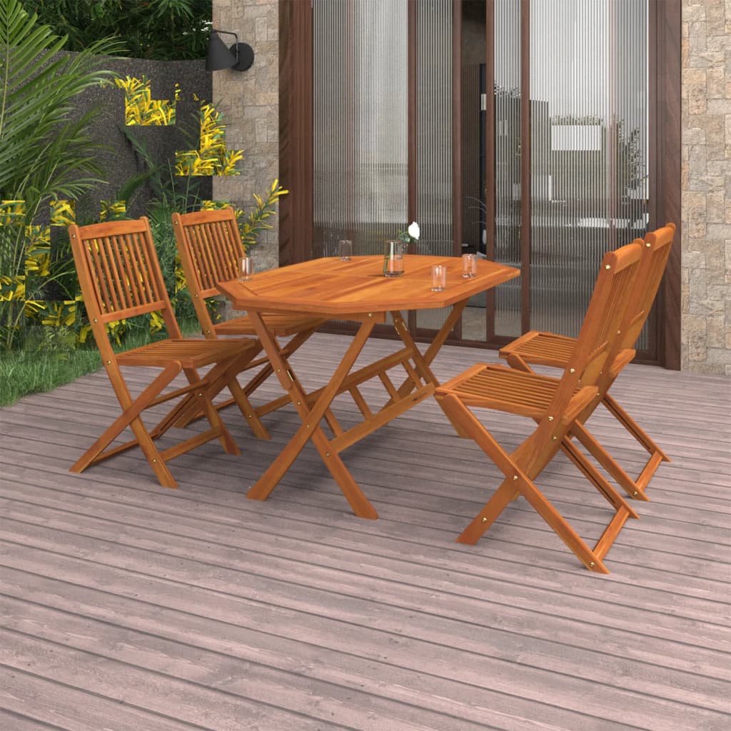 5 Piece Garden Dining Set Solid Acacia Wood