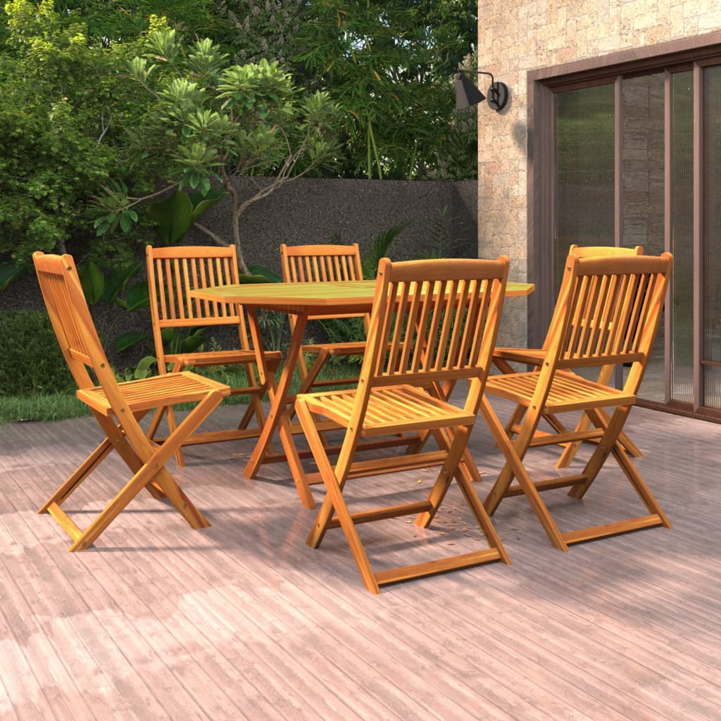 7 Piece Garden Dining Set Solid Wood Acacia