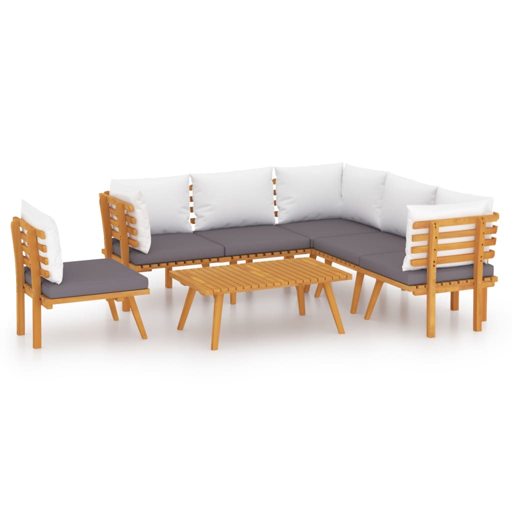 7 Piece Garden Lounge Set with Cushions Solid Wood Acacia
