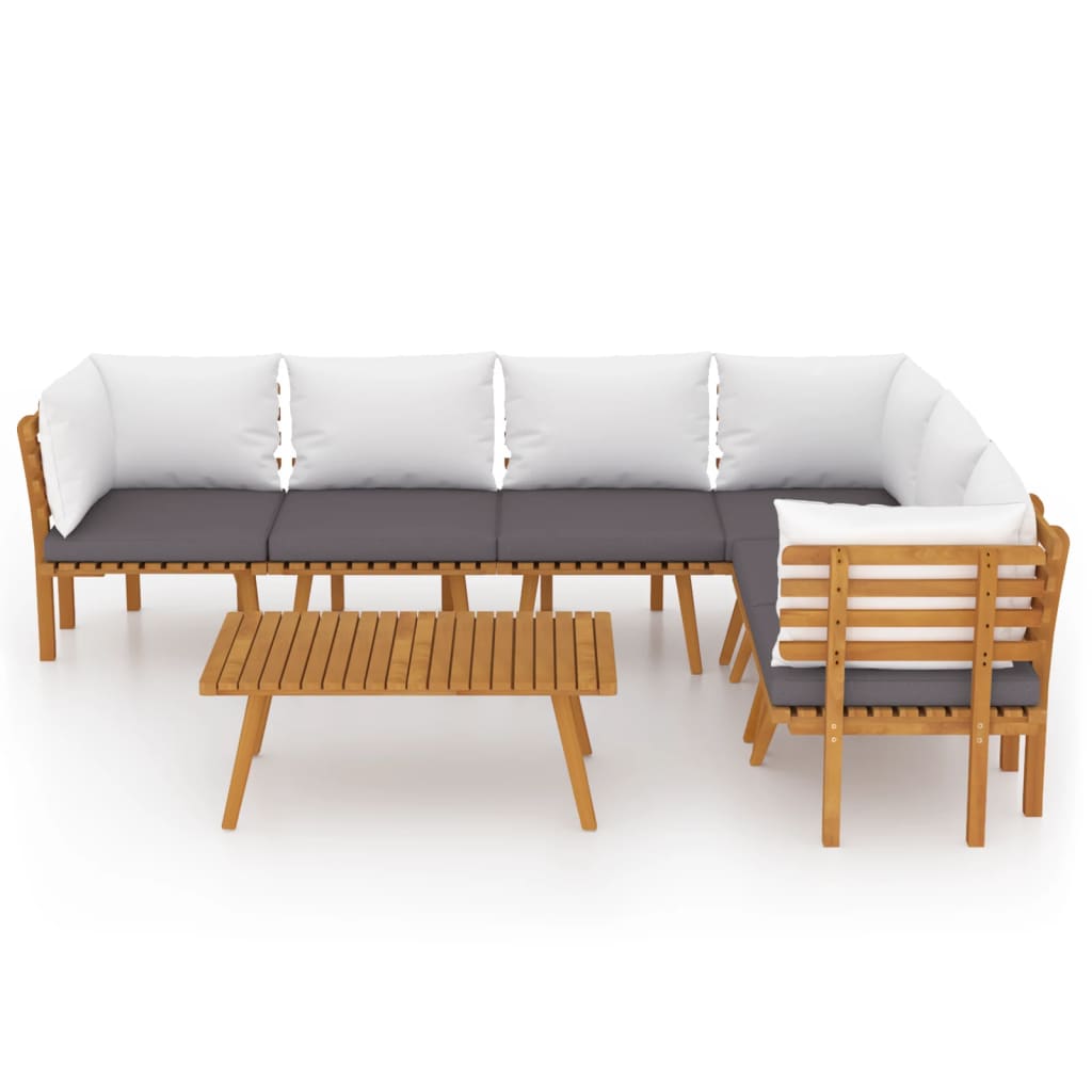 7 Piece Garden Lounge Set with Cushions Solid Wood Acacia
