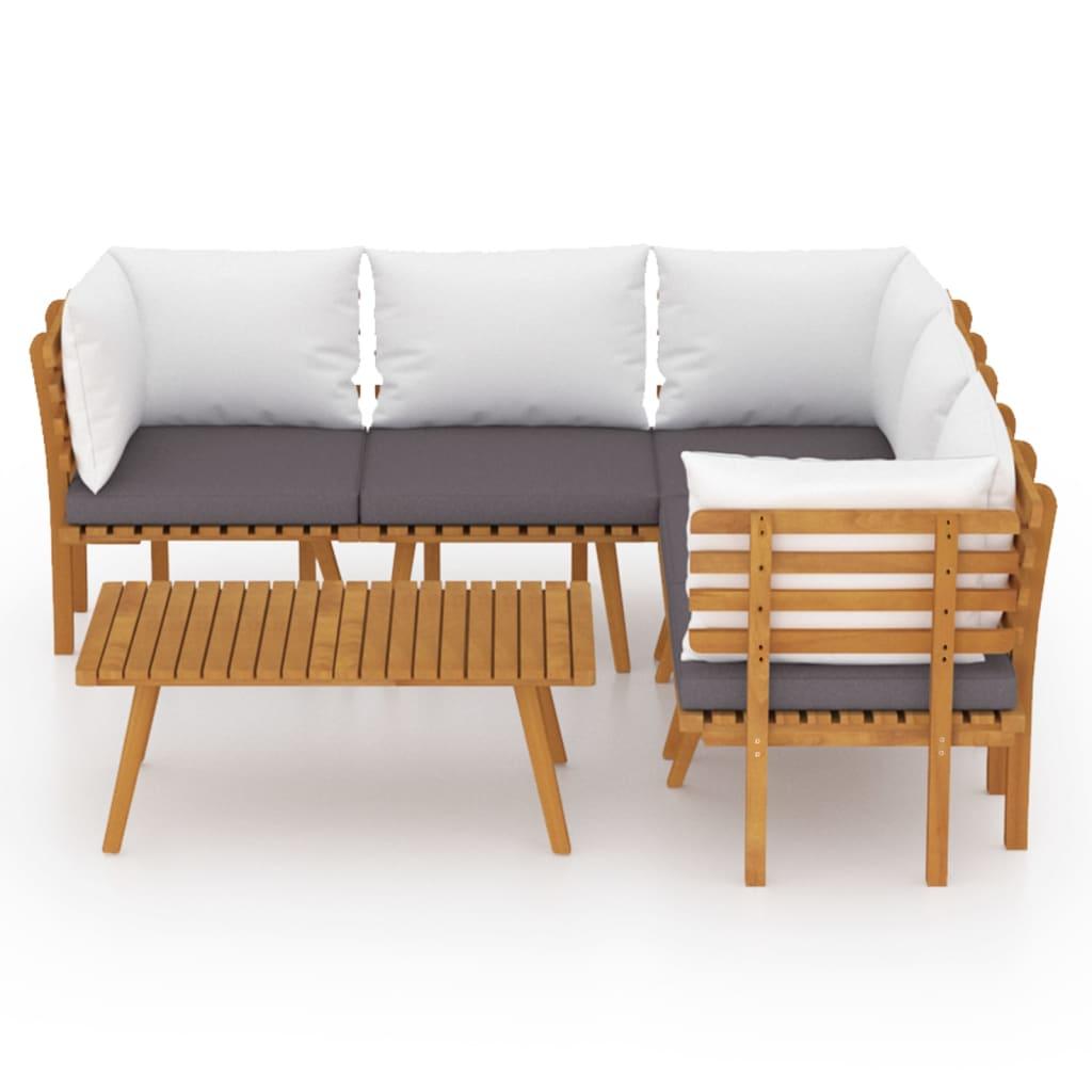 6 Piece Garden Lounge Set with Cushions Solid Wood Acacia