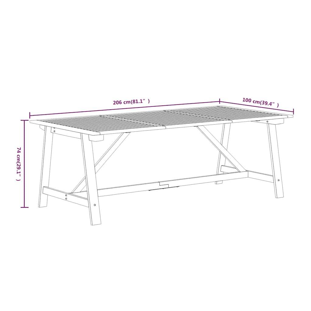 7 Piece Garden Dining Set Solid Wood Acacia