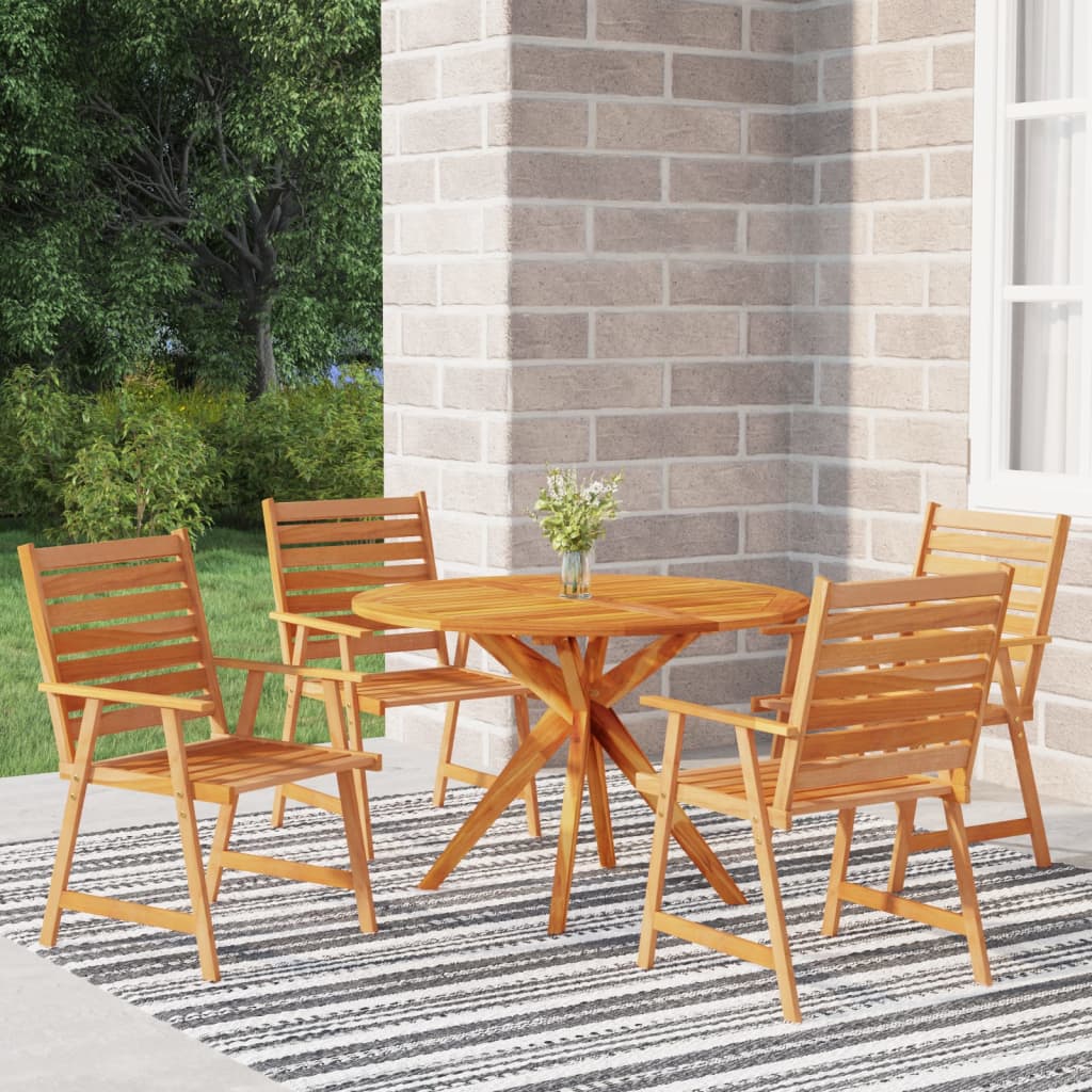 5 Piece Garden Dining Set Solid Wood Acacia