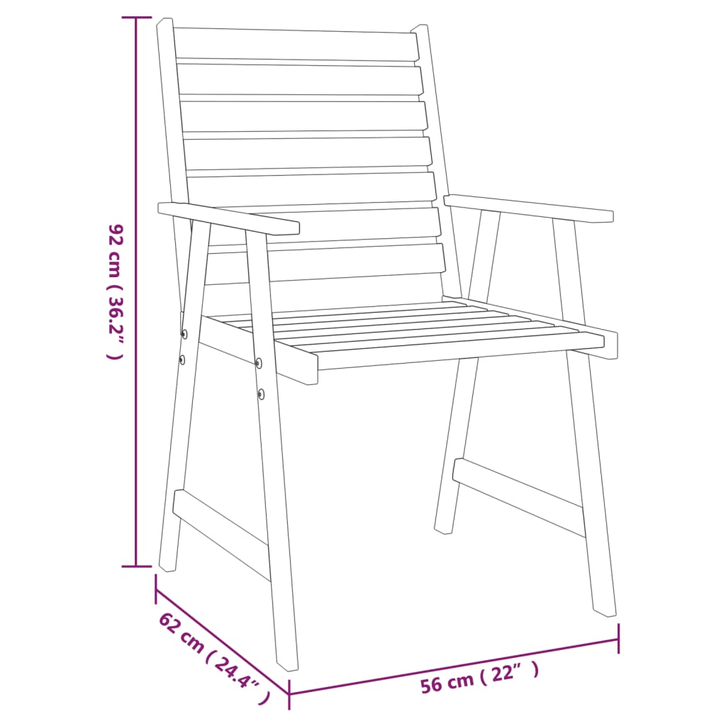 5 Piece Garden Dining Set Solid Wood Acacia