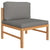11 Piece Garden Lounge Set with Grey Cushions Solid Teak Wood