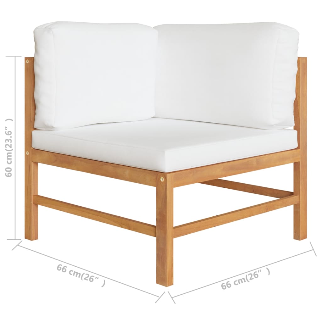 8 Piece Garden Lounge Set with Cream Cushions Solid Teak Wood